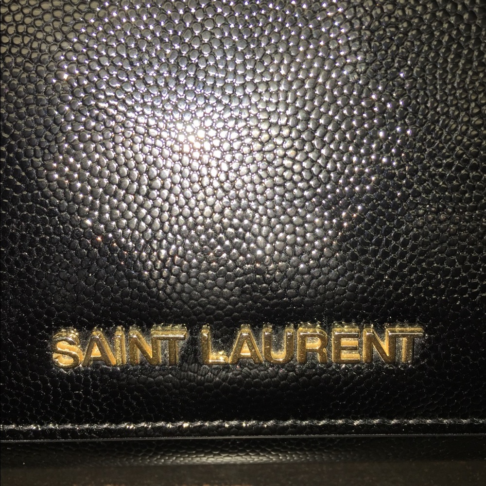 Saint Laurent YSL Grain De Poudre Nero Gold Wallet - Picture 5 of 8